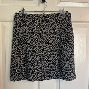 Loft grey leopard print mini skirt